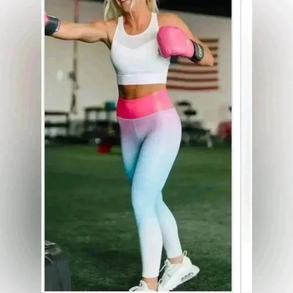 Zyia Pink and Blue Ombrรฉ Leggings, New, Size 4 - Picture 1 of 5